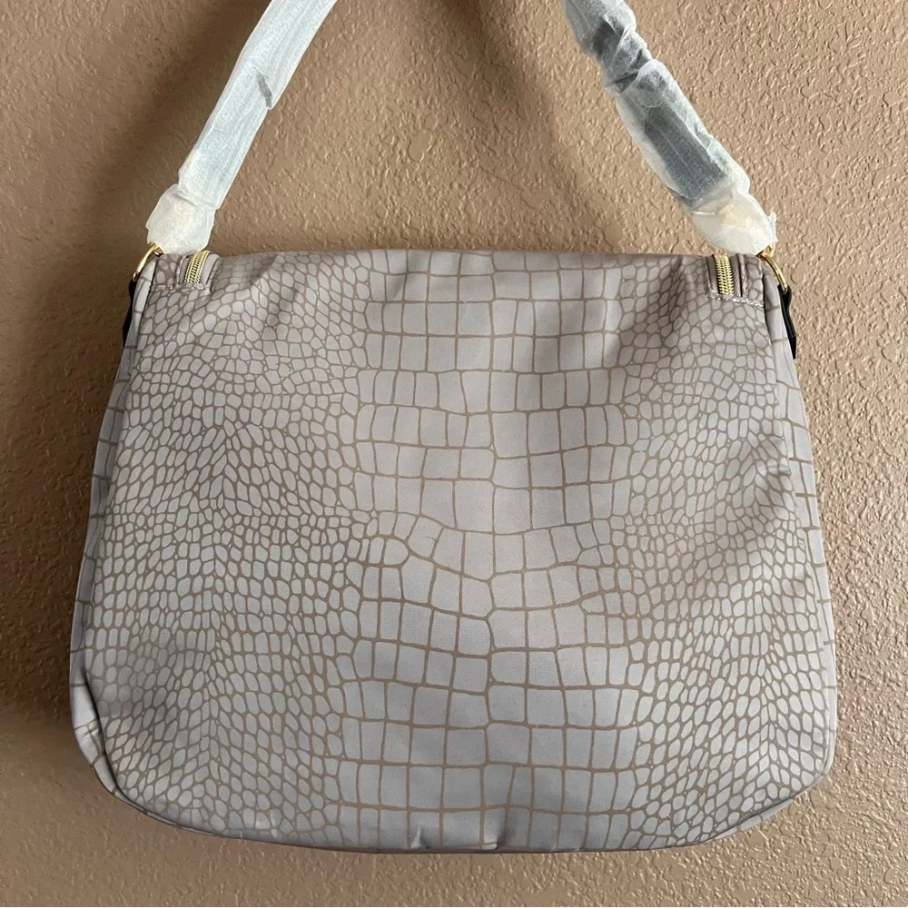 Stella & Dot Lady Boss Elegant Crocodile Pattern Gray Handbag NWOT